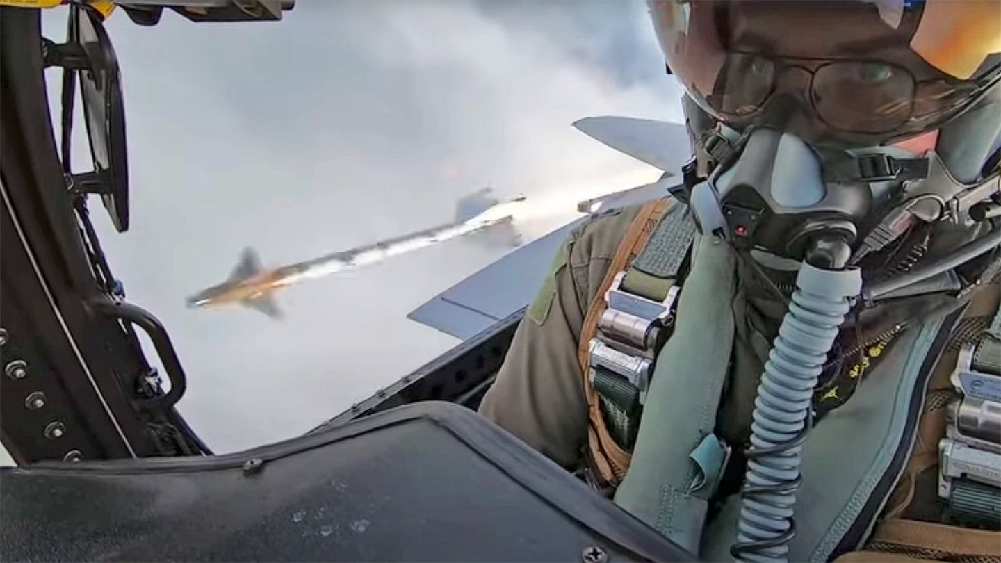 Watch This F-15 Take Out A Target With A Sidewinder Missile At Very Close Range