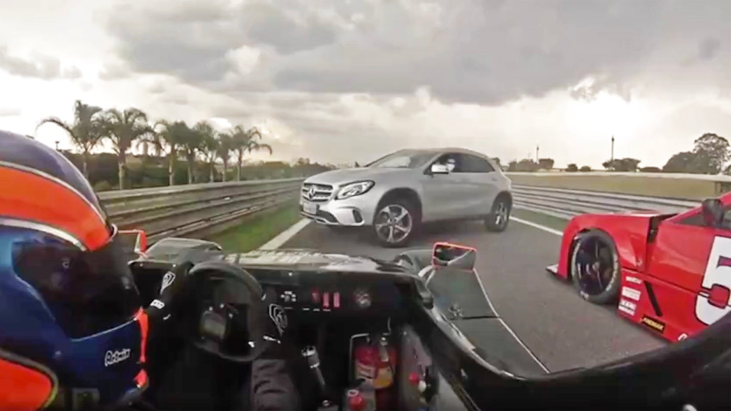 Lost Mercedes Driver Wanders onto Hot Track at Interlagos, Almost Causes Pit Lane Crash