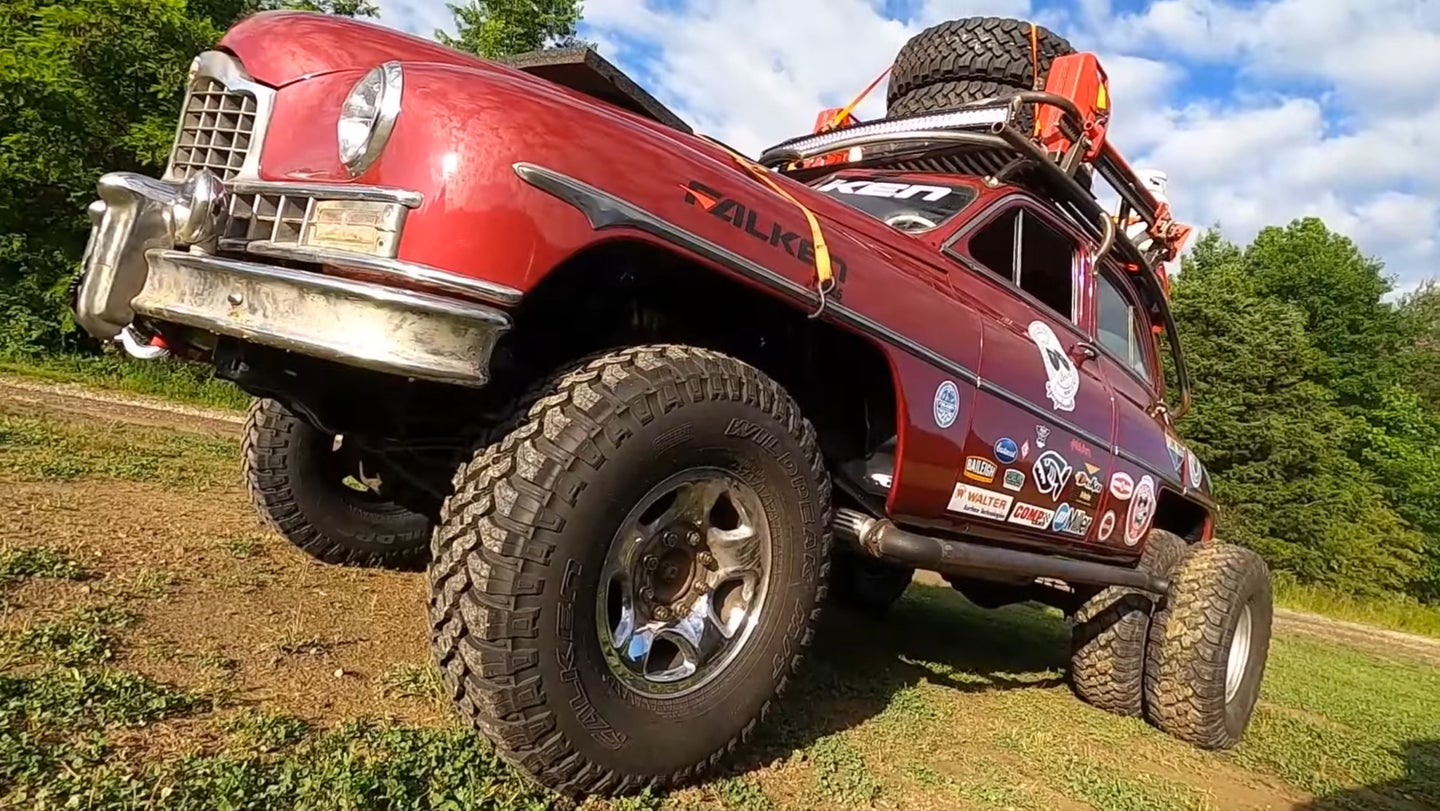 This Awesome 1949 Packard Dually Lifted on a Dodge Ram Chassis Hides Welding Gear for Trail Repairs