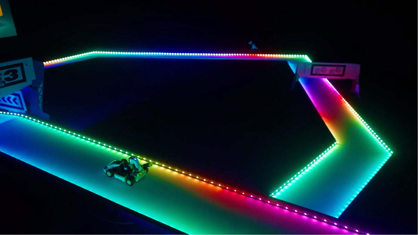 These Guys Made a Real-Life Rainbow Road Mario Kart Track in Their Basement