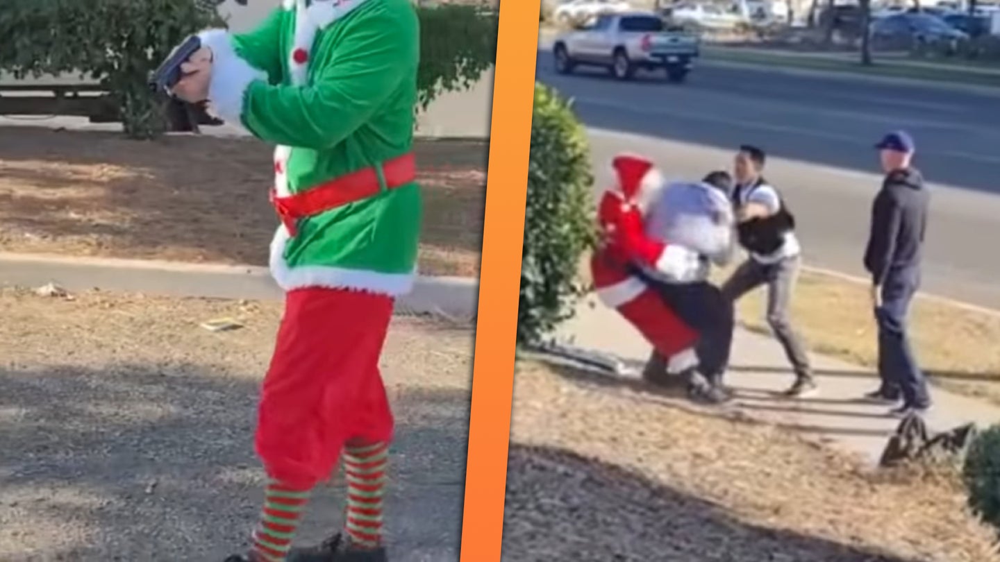 Undercover Cops Dressed as Santa and His Elf Make Comical Arrest of Suspected Car Thieves