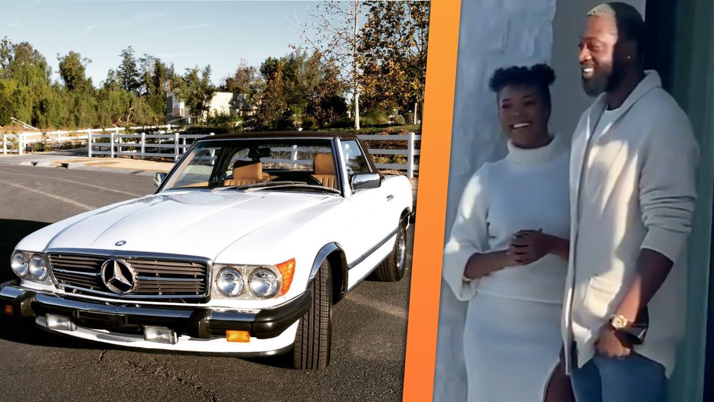 Dwyane Wade Looks Genuinely Thrilled to Get a 1988 Mercedes-Benz 560SL for His Birthday