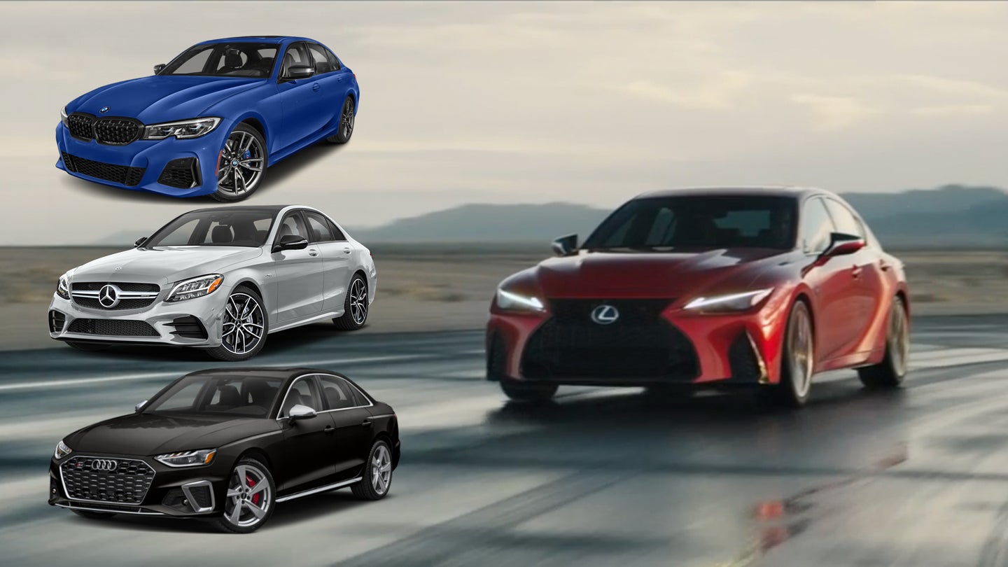 The 2022 Lexus IS 500 F Sport Performance Compared to the BMW M340i, Mercedes-AMG C43, and Audi S4