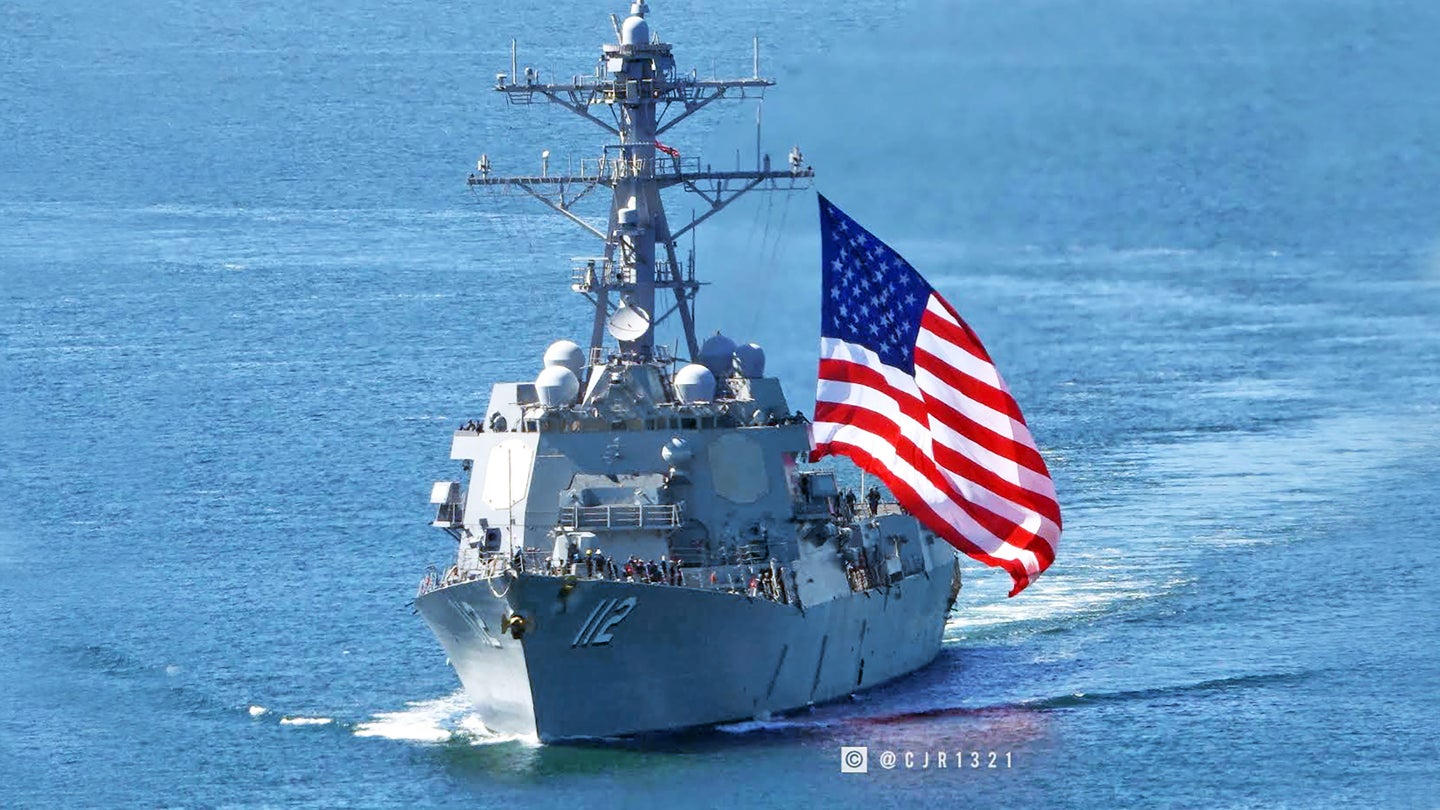 Navy Destroyer Pulled Into San Diego Flying An Absolutely Gargantuan American Flag (Updated)