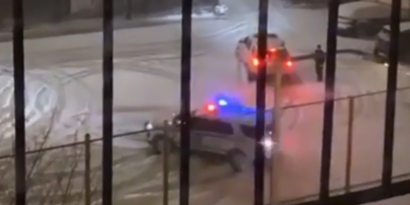 NYPD Officer Caught Doing Parking Lot Donuts During Massive East Coast Snowstorm