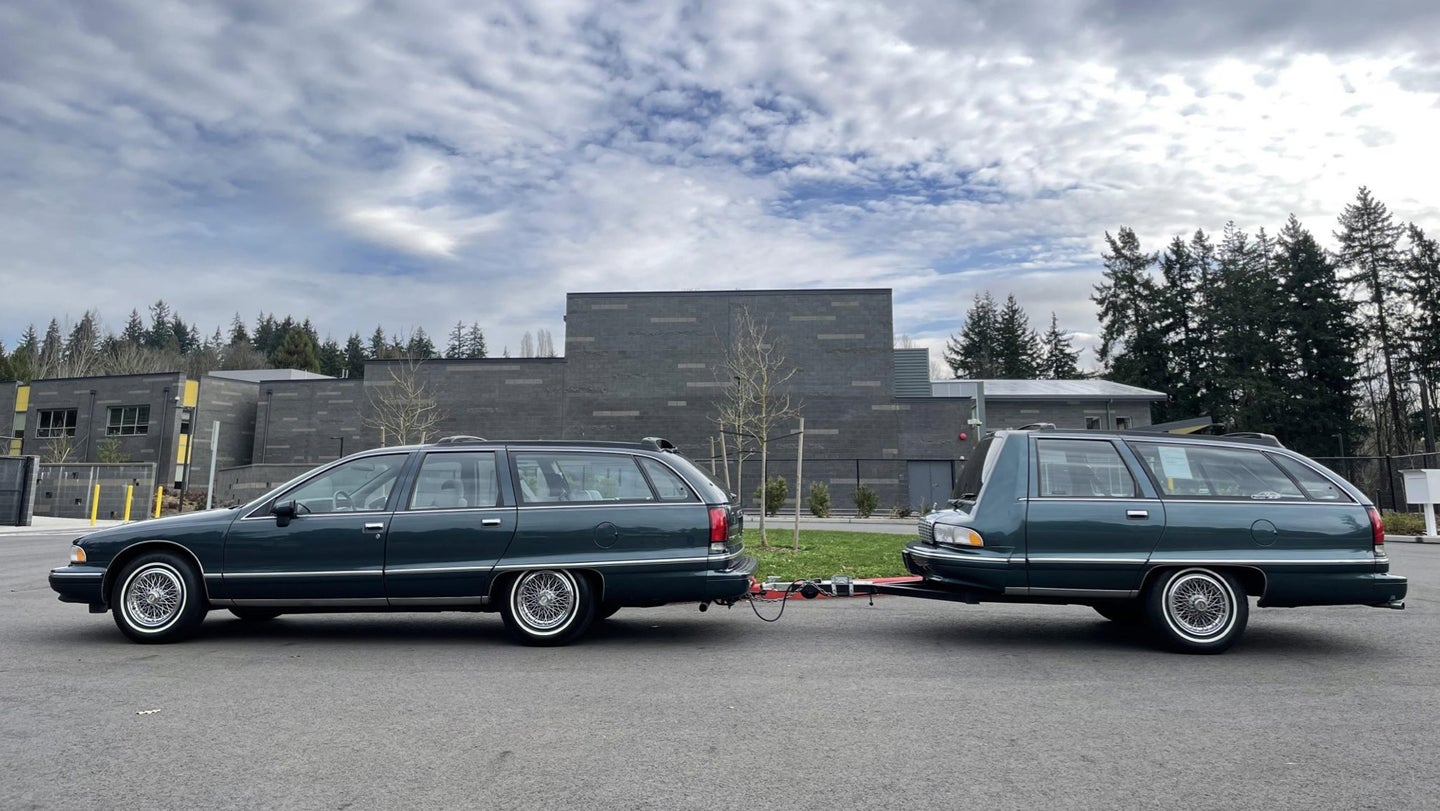 This Caprice Classic Wagon’s Matching Trailer Looks Like Seeing a Glitch In Real Life