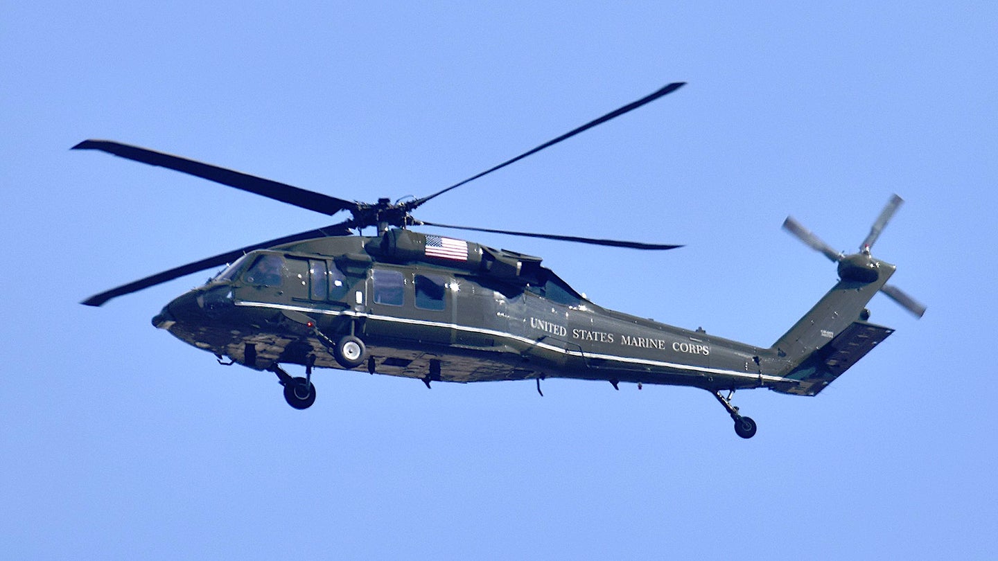 What appears to be Marine Helicopter Squadron One's only UH-60N helicopter.