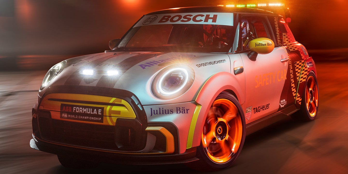 The JCW-Inspired Mini Electric Pacesetter Is Formula E’s New and Very Silent Safety Car