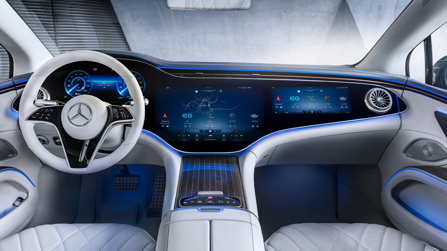 Here’s the Electric Mercedes-Benz EQS Sedan’s Screen-Centric Interior