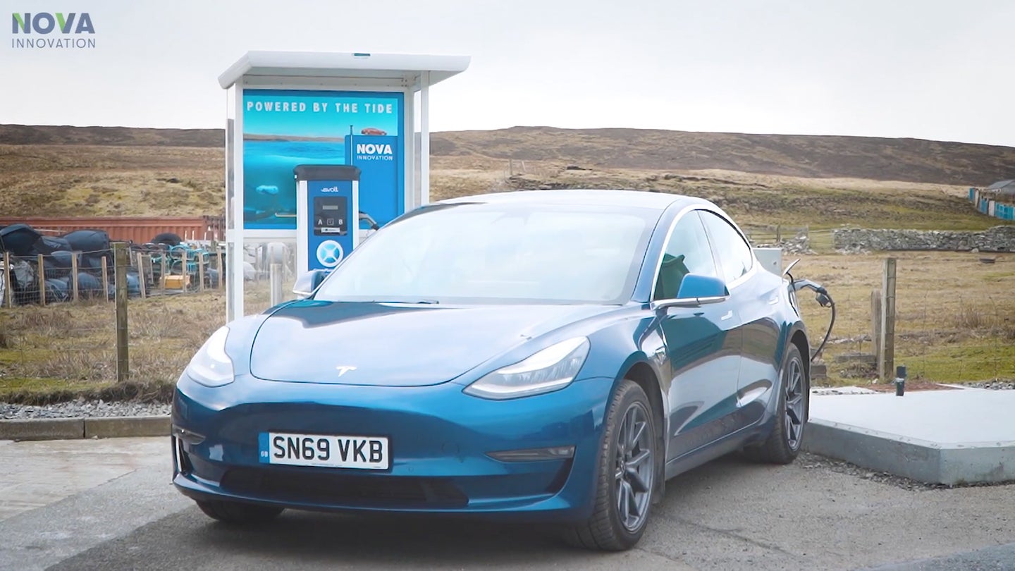 Ocean Waves Alone Power the EV Charger on This Remote Scottish Island