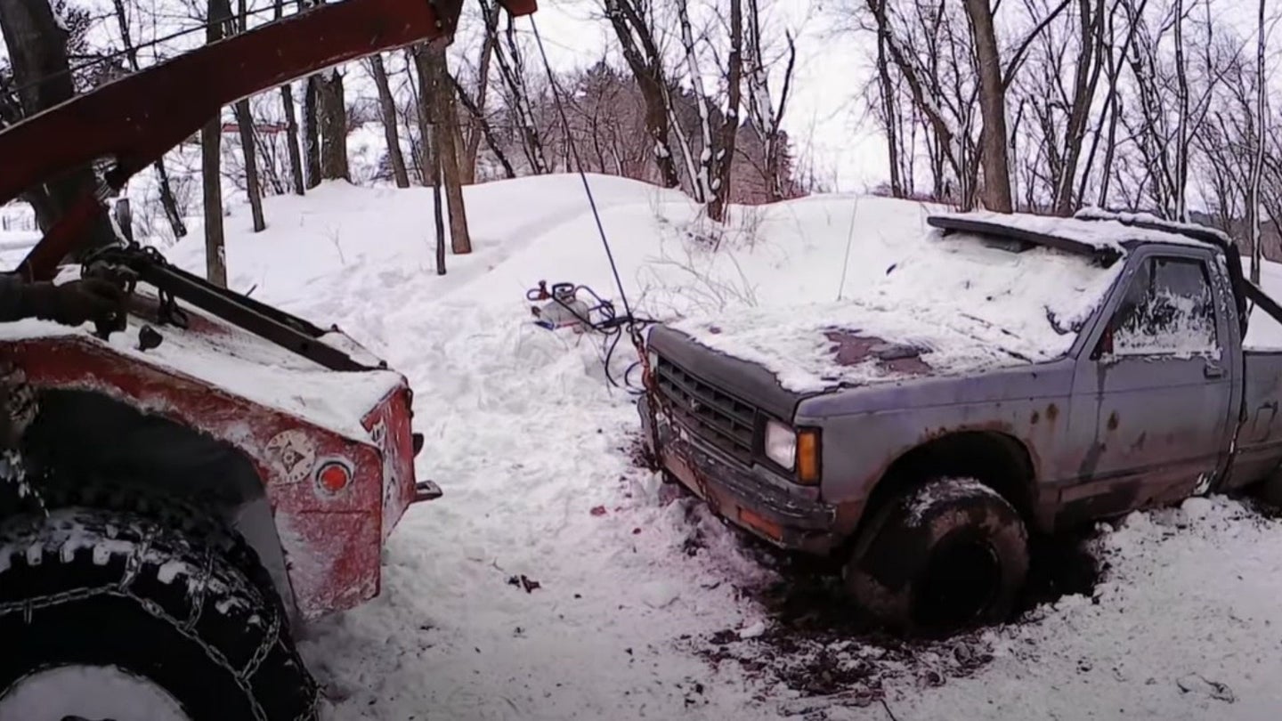 Off-Road Recovery of Chevy S-10 Stuck for Three Years Was Never Going to Be Easy