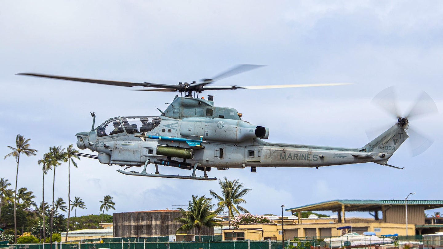 One of HMLA-367's AH-1Z Viper attack helicopters.