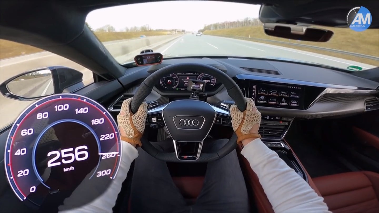Watch the Audi RS E-Tron GT Quickly and Quietly Hit 159 MPH On the Autobahn