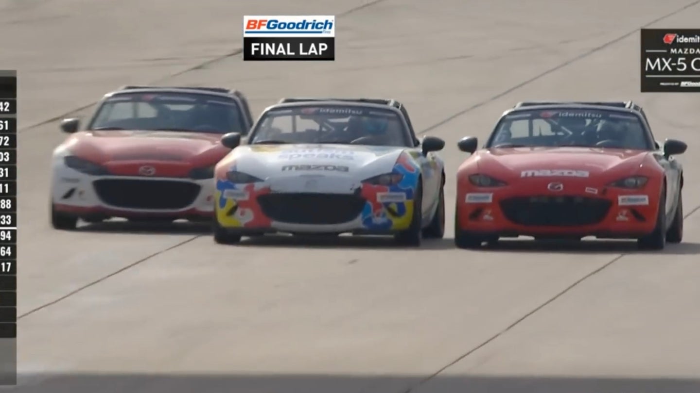 This Three-Wide Finish in the Mazda MX-5 Cup Is the Year’s Best Racing so Far