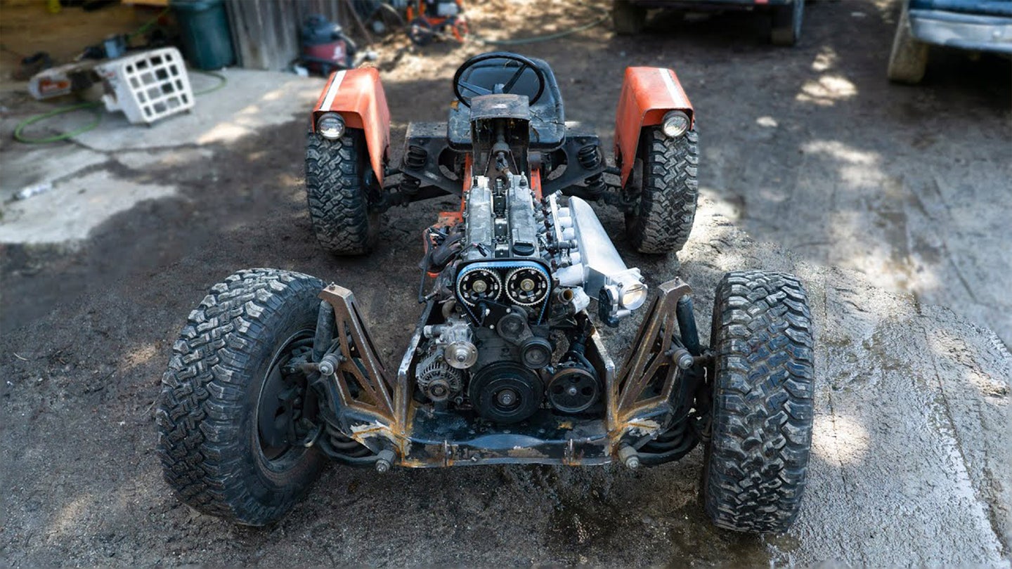 Hate to Love It: 2JZ-Swapped Lawn Tractor on 30-Inch Tires