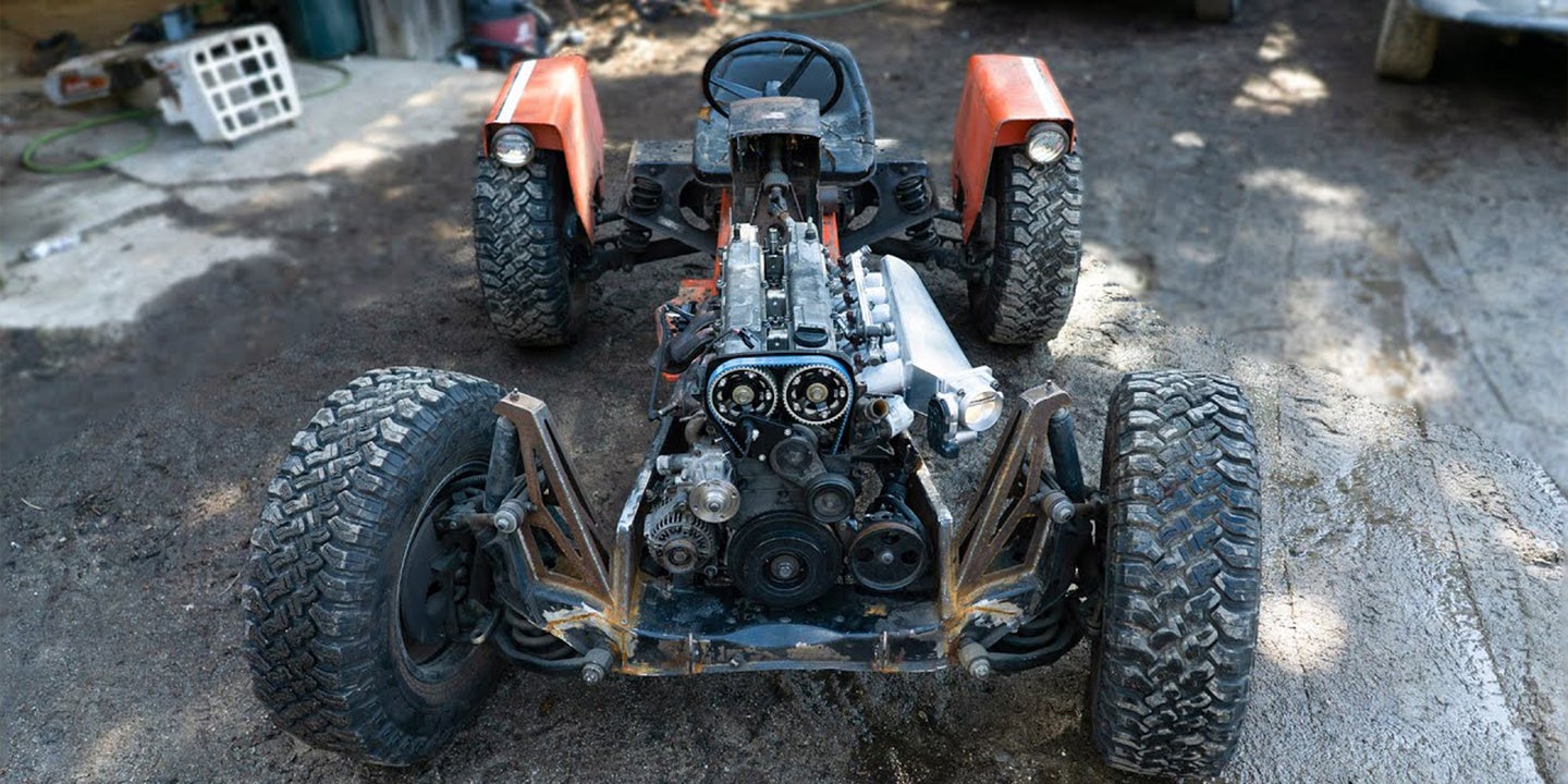 Hate to Love It: 2JZ-Swapped Lawn Tractor on 30-Inch Tires