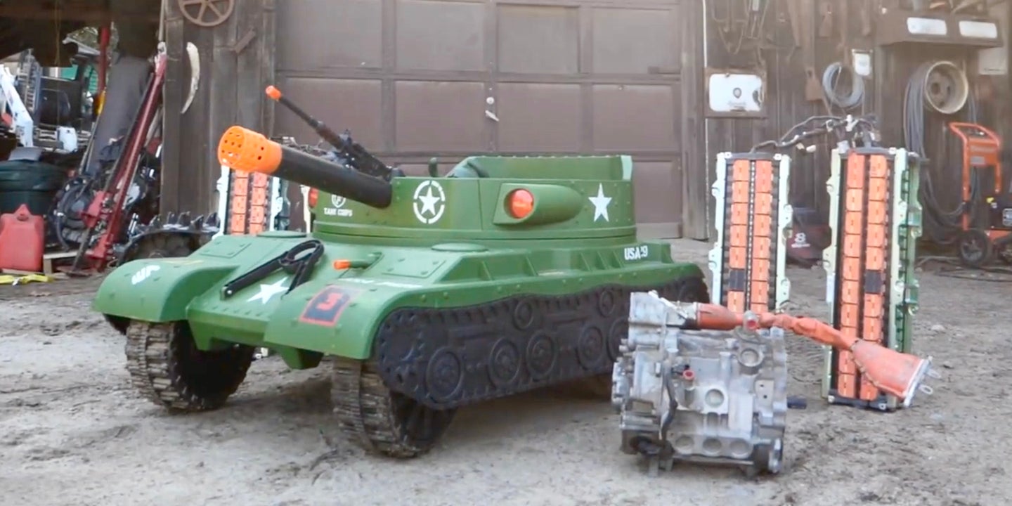 Heroic YouTubers Are Building a 479-HP Power Wheels Tank With EV Parts From eBay