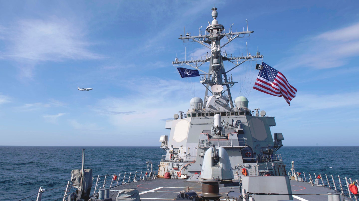 The Arleigh Burke class destroyer USS Donald Cook in the Black Sea sometime between January and February 2021.