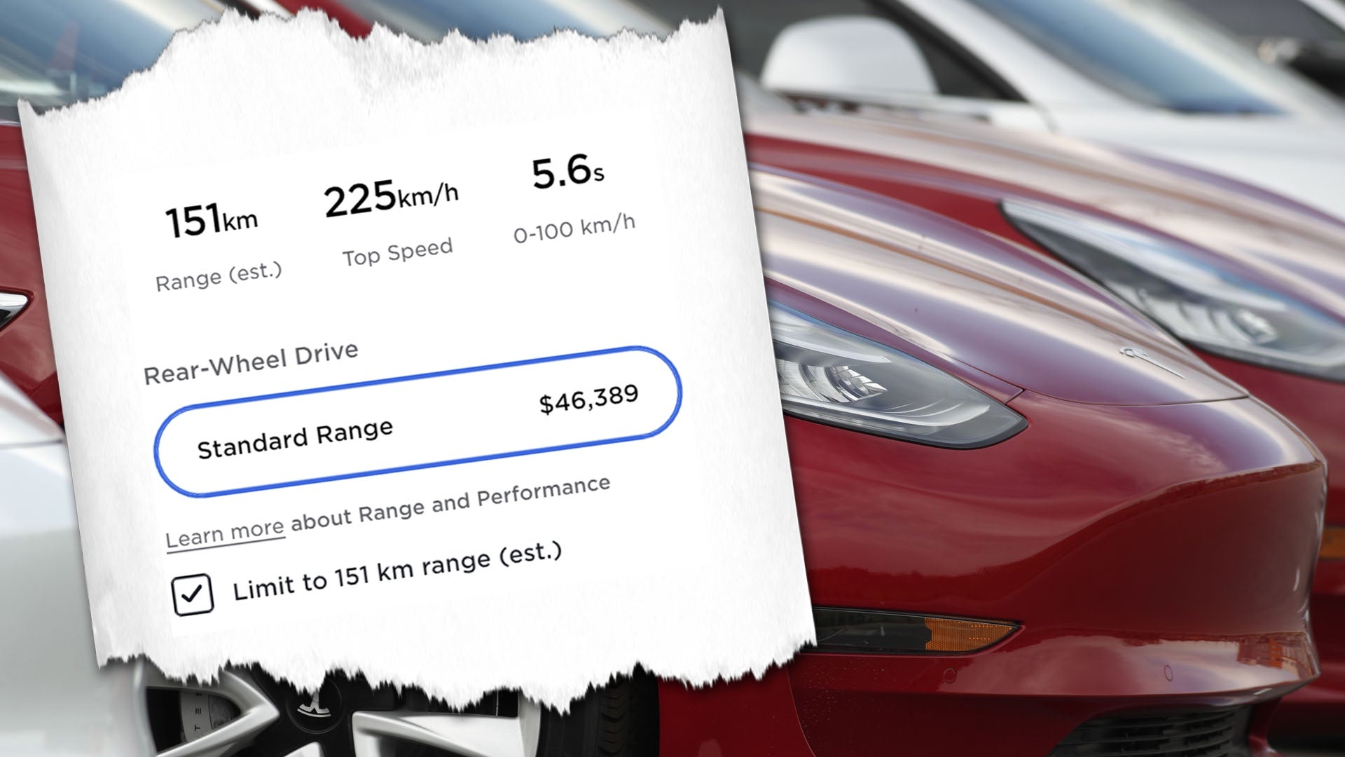 Earlier this year, we told you about Tesla's ultra-low range Model 3 sold exclusively in Canada. The no-frills EV has only 94 miles (151 kilometers) o