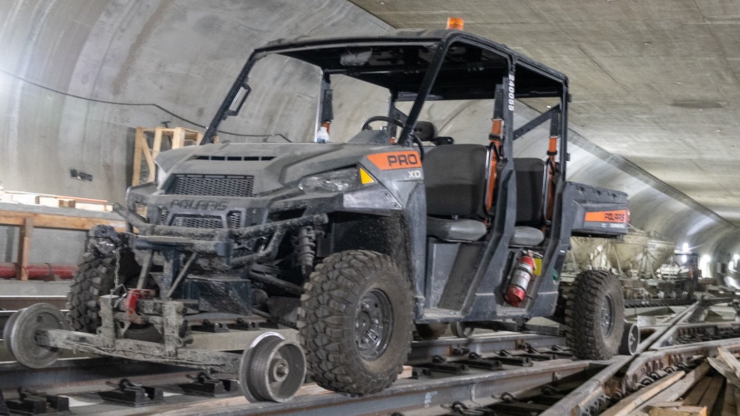 We Want to Rip Through Subway Tunnels in This Wacky Polaris Side-by-Side With Train Wheels