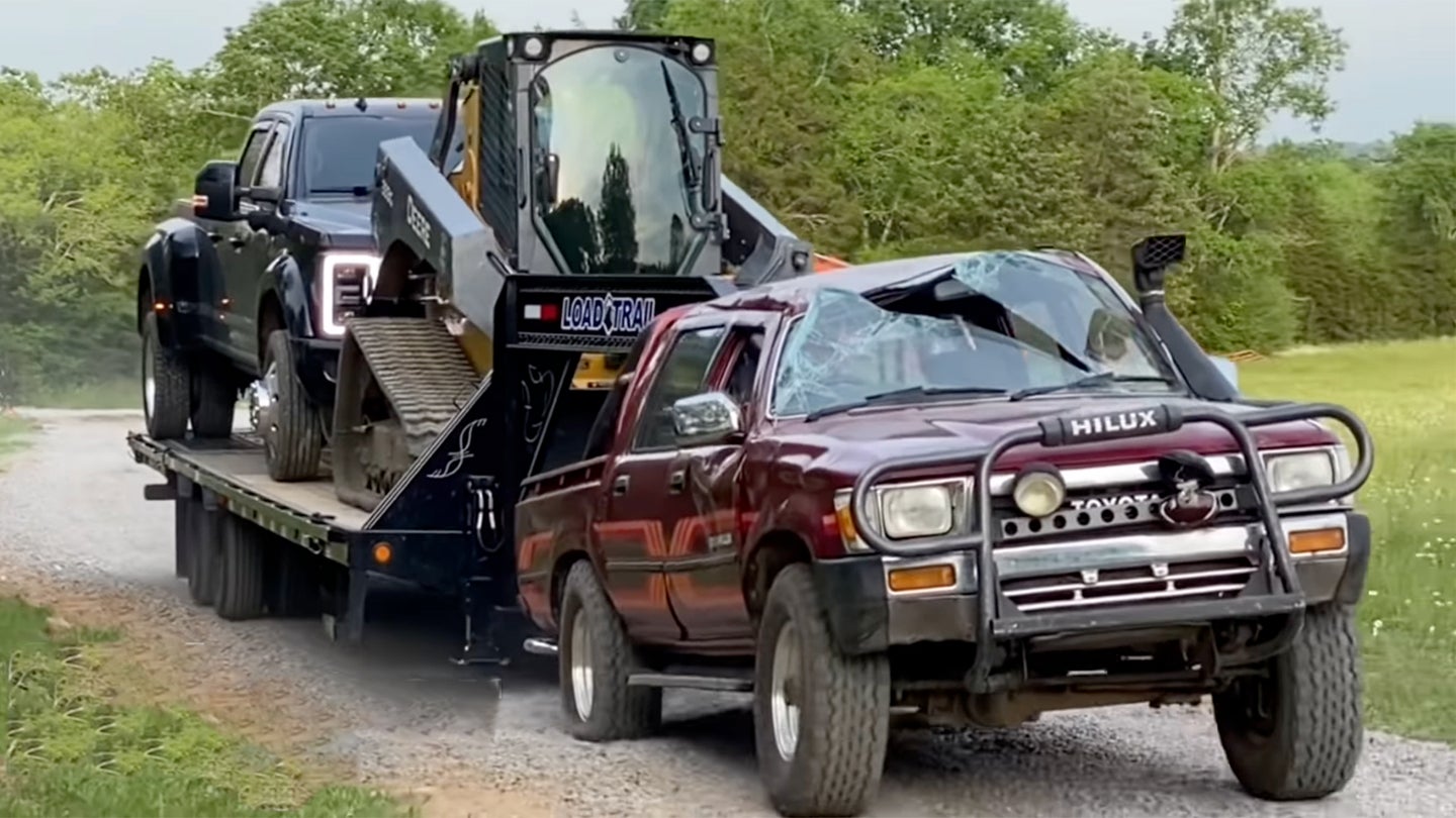 Watch a Beat Toyota Hilux Pickup Tow 30,000 Pounds With a Gooseneck Trailer