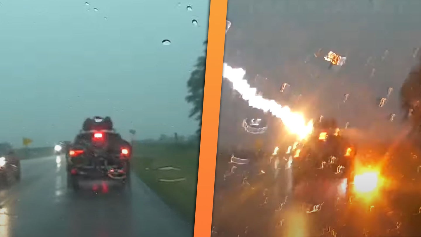 Watch a Jeep Grand Cherokee Get KO’d by Lightning in Terrifying Video