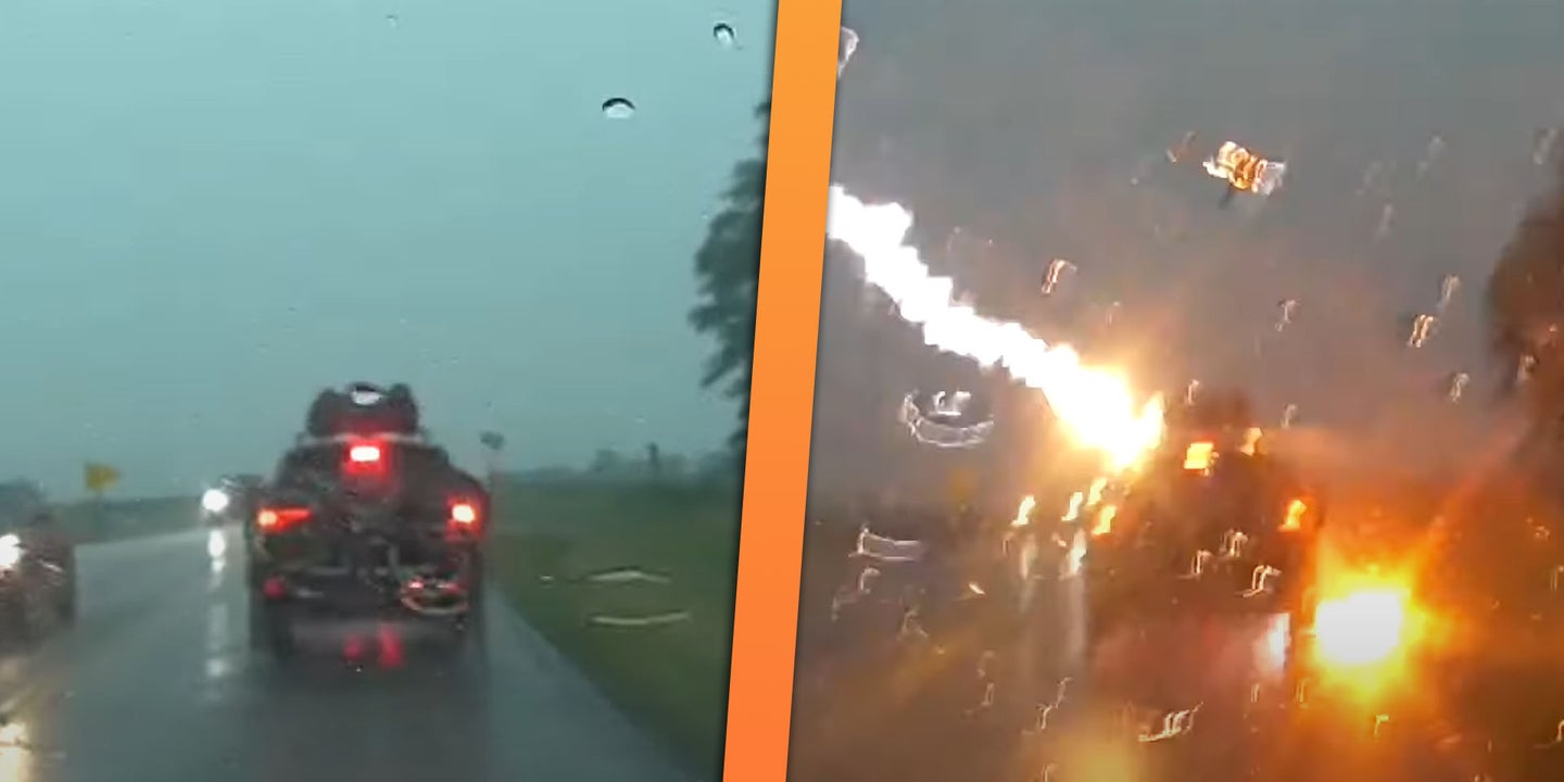 Watch a Jeep Grand Cherokee Get KO’d by Lightning in Terrifying Video