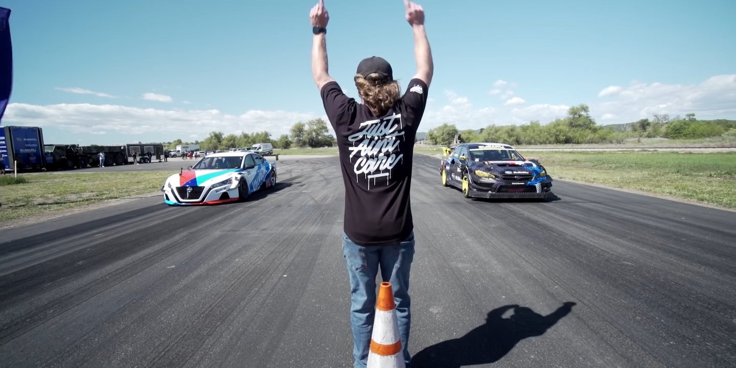 Watch Travis Pastrana Drag Race a 1,300-HP Nissan Altima and Finish With a Jump