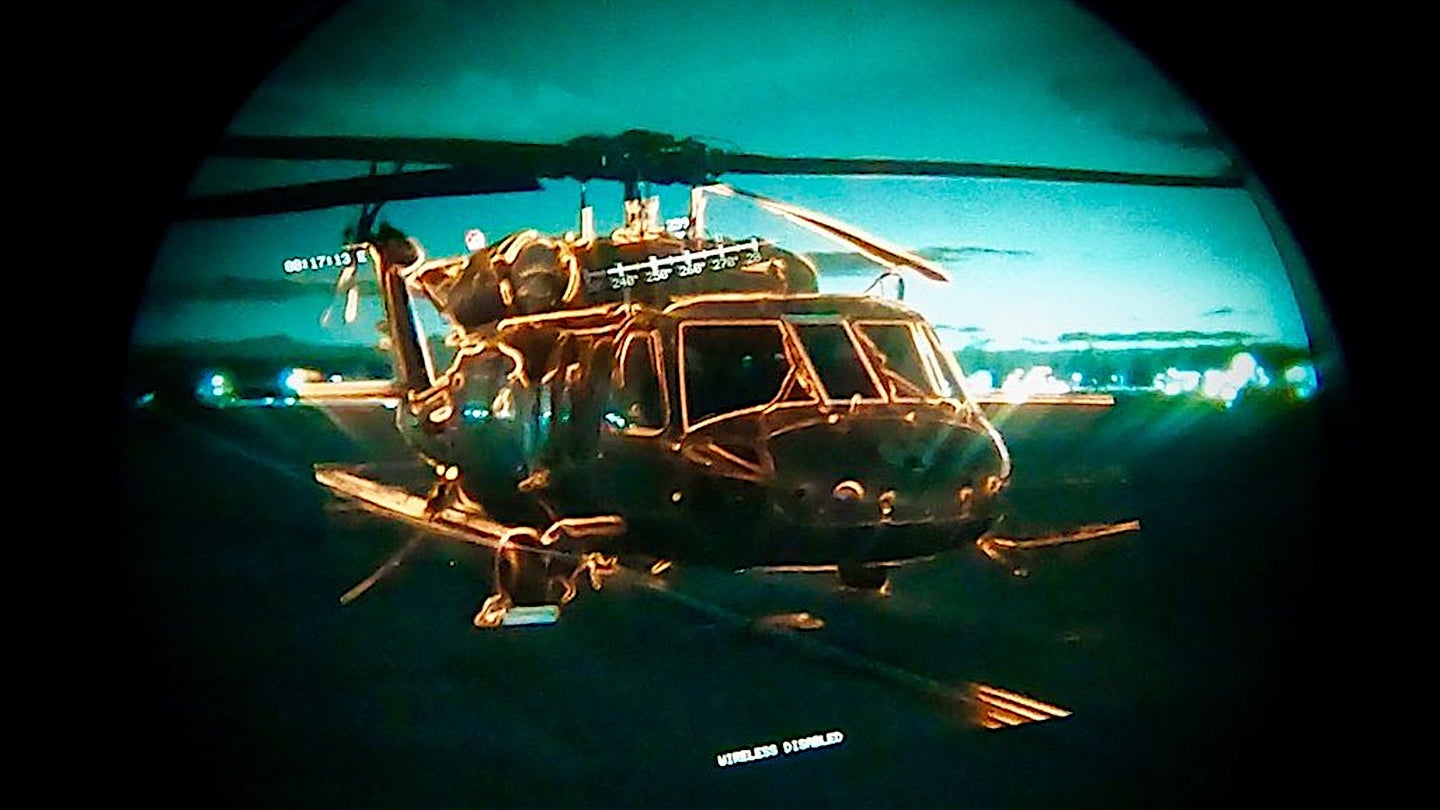 Black Hawk Helicopter Through New Night Vision Goggles