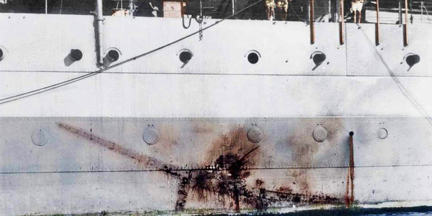 This Kamikaze Impact Mark On A British Cruiser Is A Testament To The Brutality Of The Pacific War