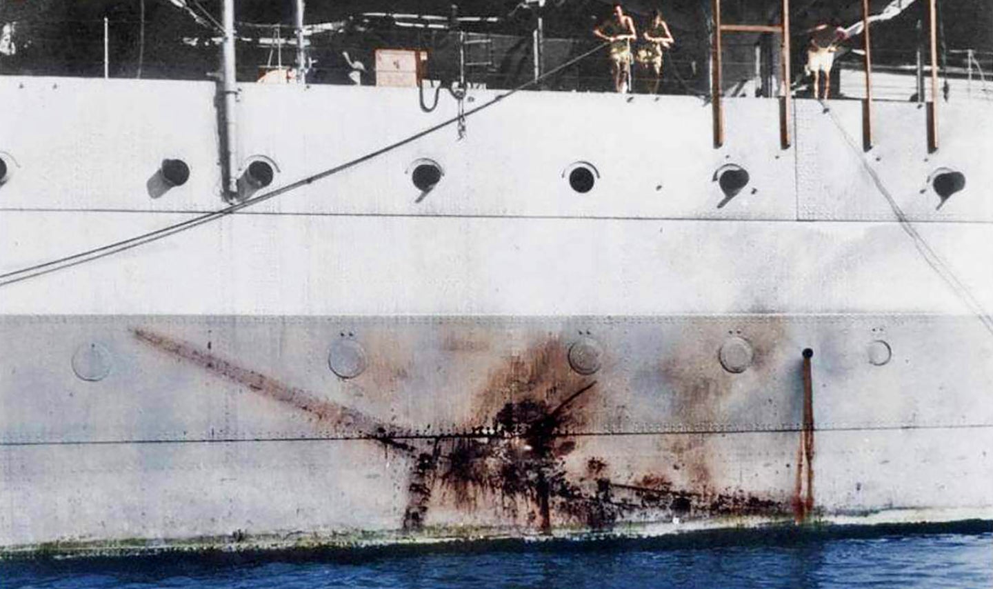 This Kamikaze Impact Mark On A British Cruiser Is A Testament To The Brutality Of The Pacific War
