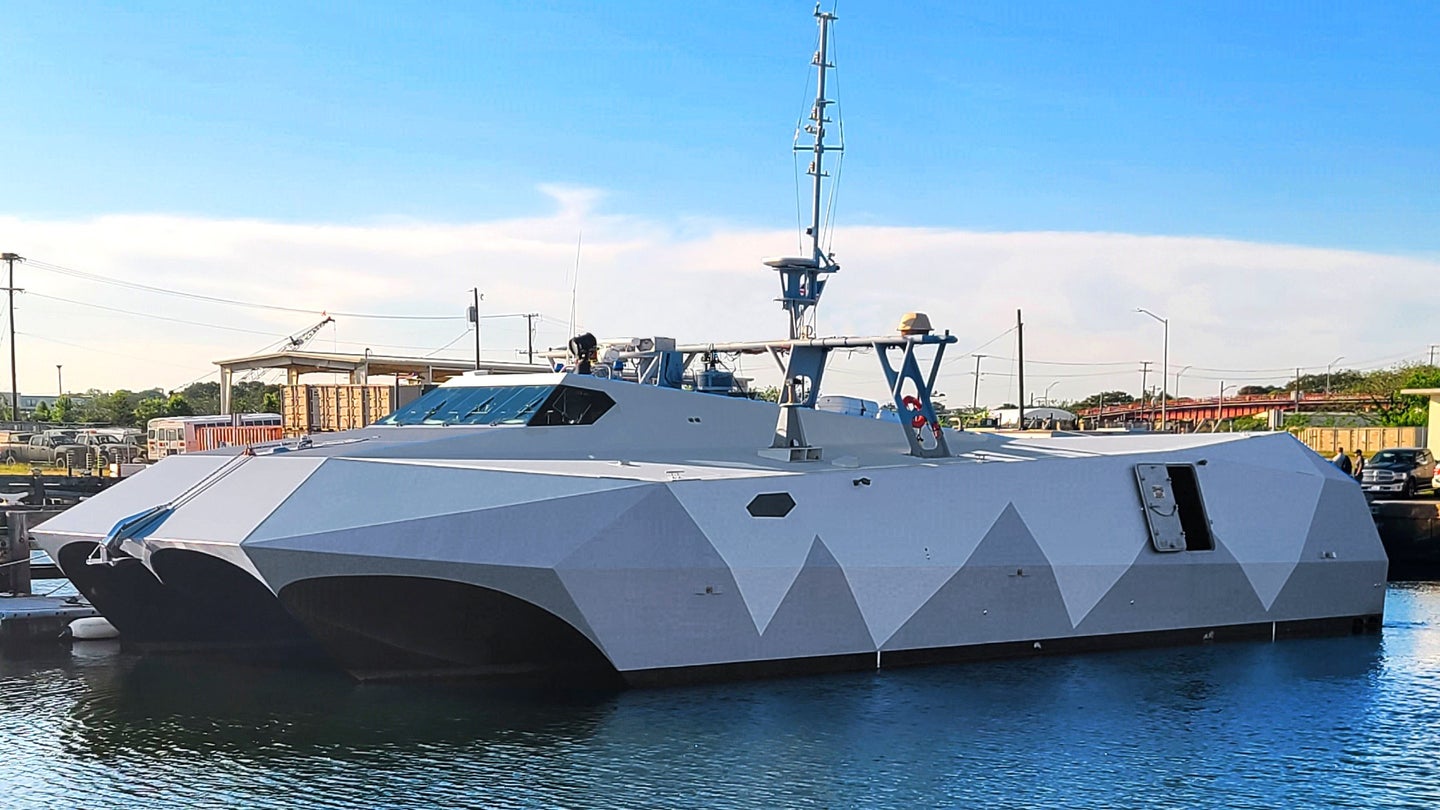 The Navy’s Exotic M80 Stiletto Test Ship Defeated Drone Swarms At Sea During Trials
