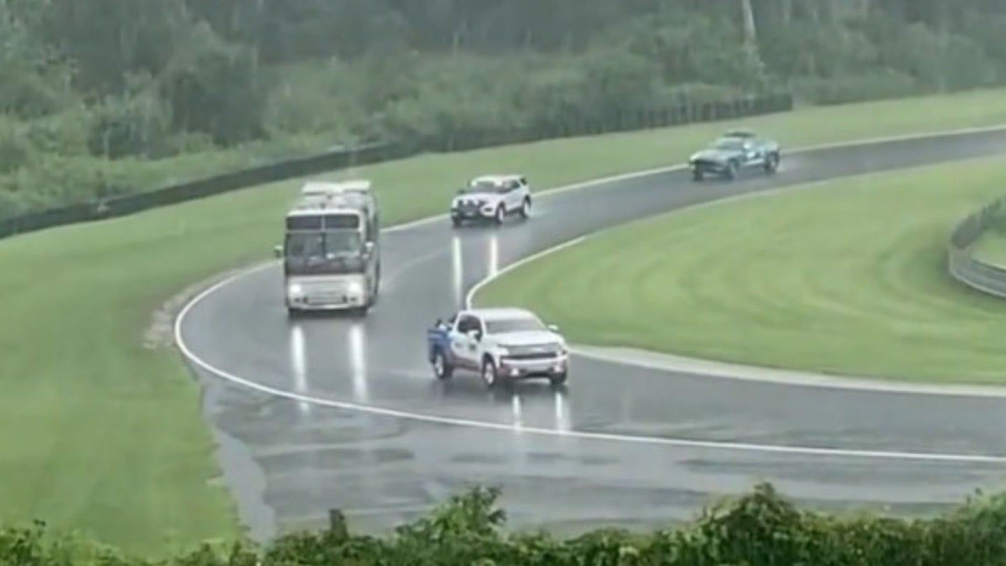 Rogue RV Driver Wanders Onto Race Track During Practice Session