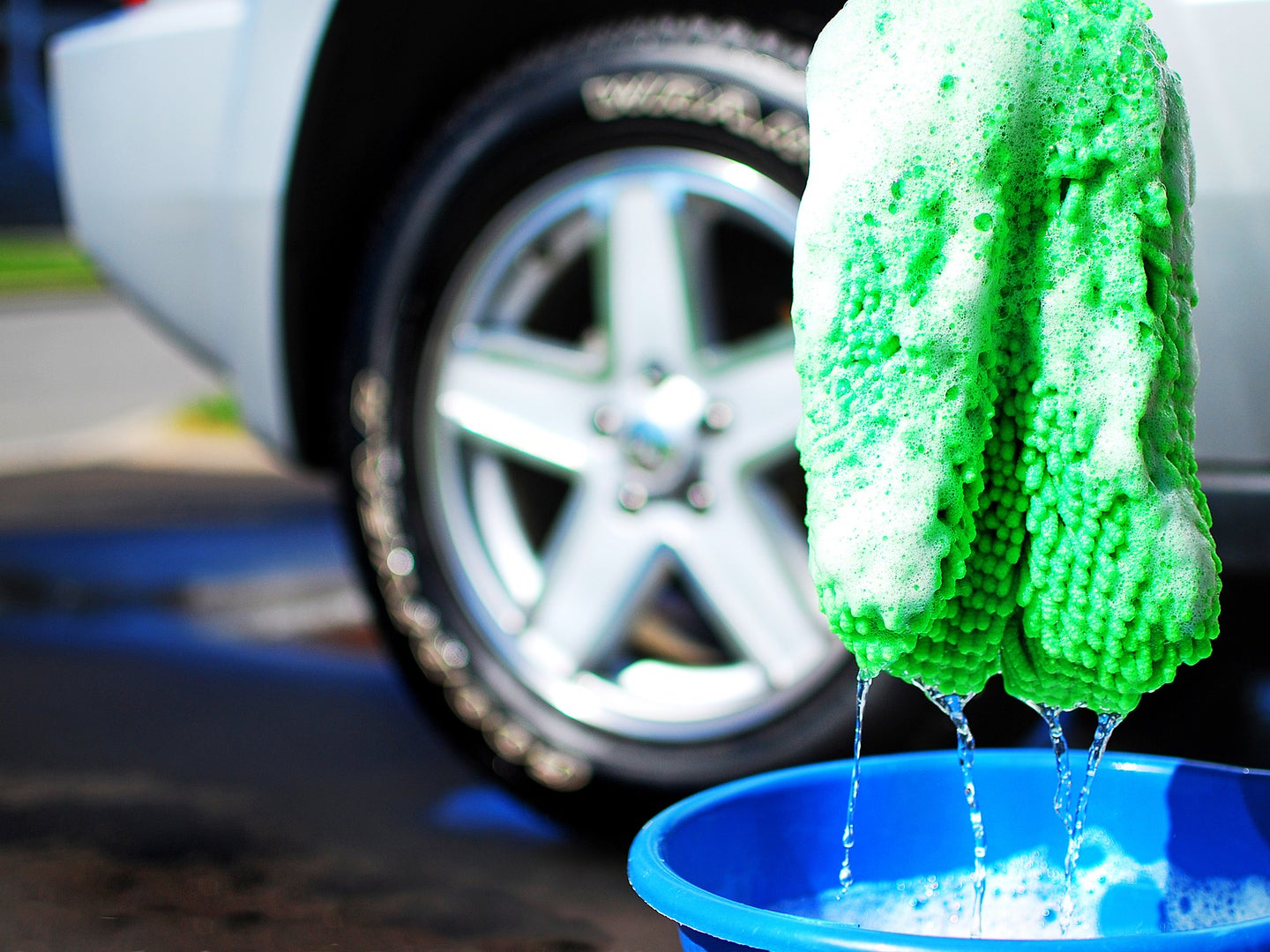 washing the car