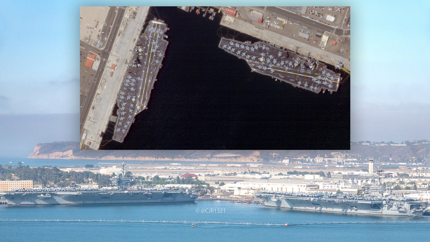 Rare Sight Of Two Supercarriers Docked In San Diego With Their Decks Packed With Aircraft (Updated)