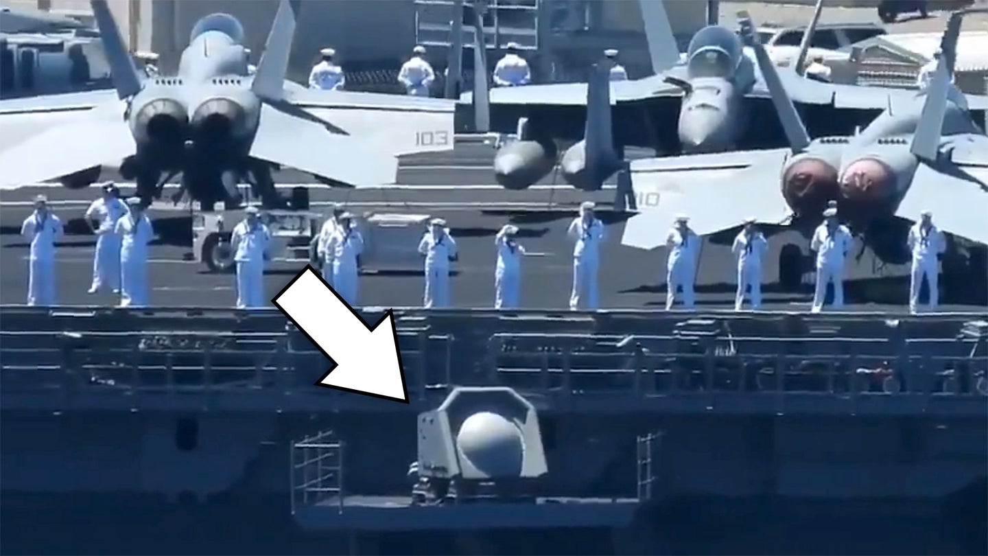 Mysterious New Electronic Warfare System Spotted On U.S. Navy Aircraft Carriers