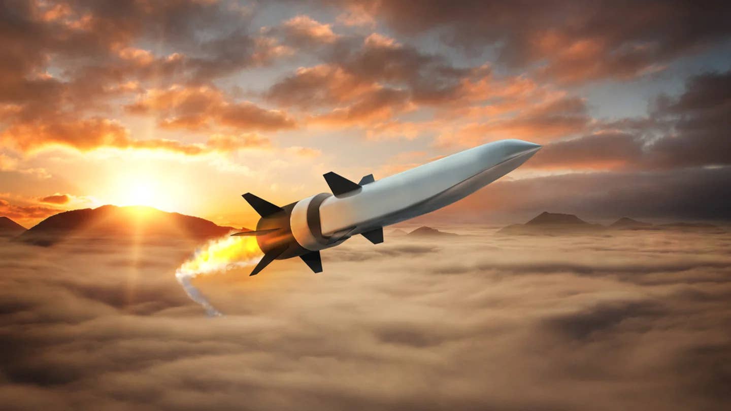 An artist's conception of a Raytheon/Northrop Grumman-designed scramjet-powered hypersonic missile.