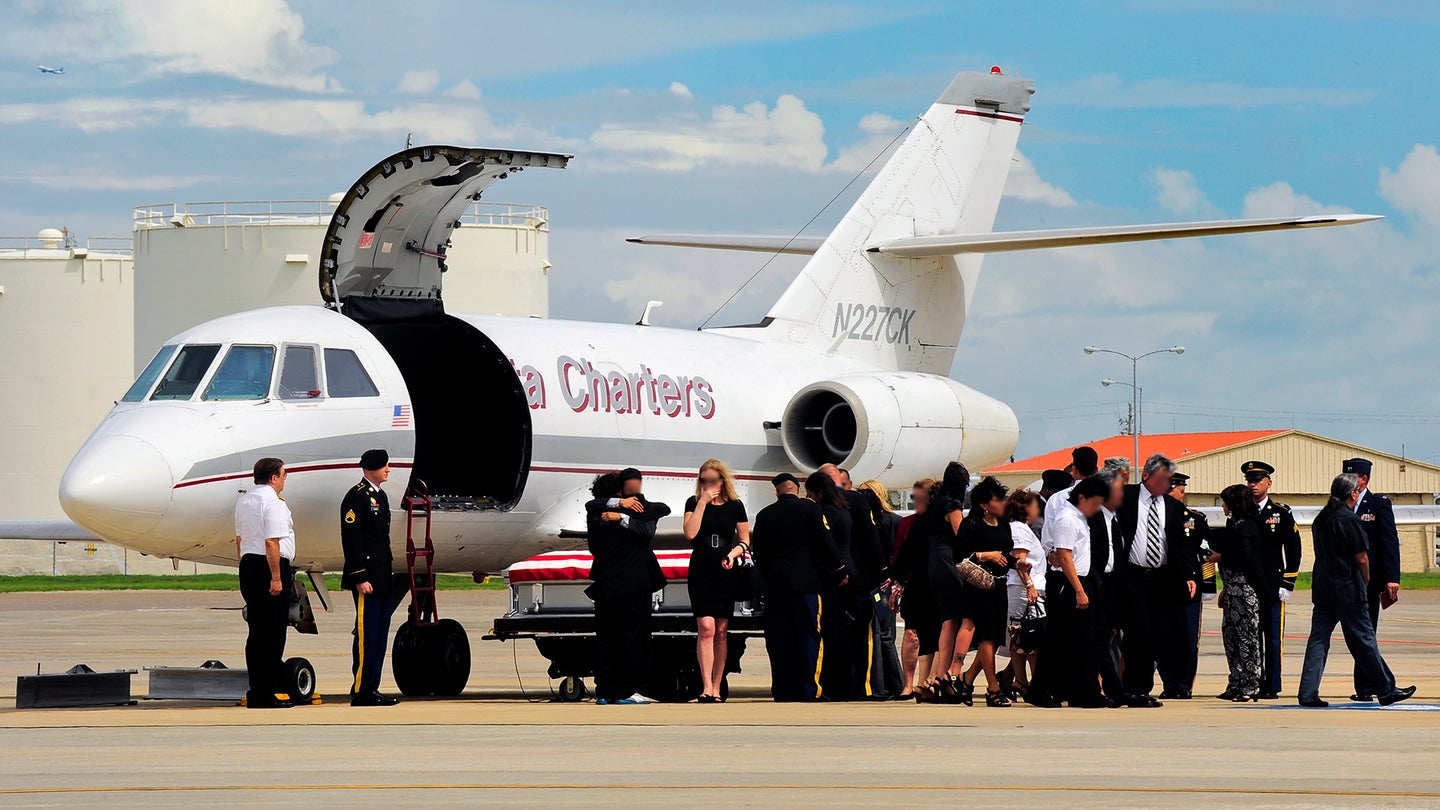 The Story Behind The Modified Falcon Business Jets That Bring America’s Fallen Heroes Home