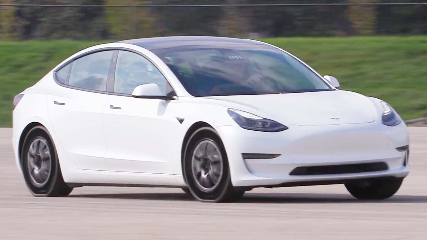 Watch Goodyear&#8217;s Airless Tires Tear Up an Autocross on a Tesla Model 3