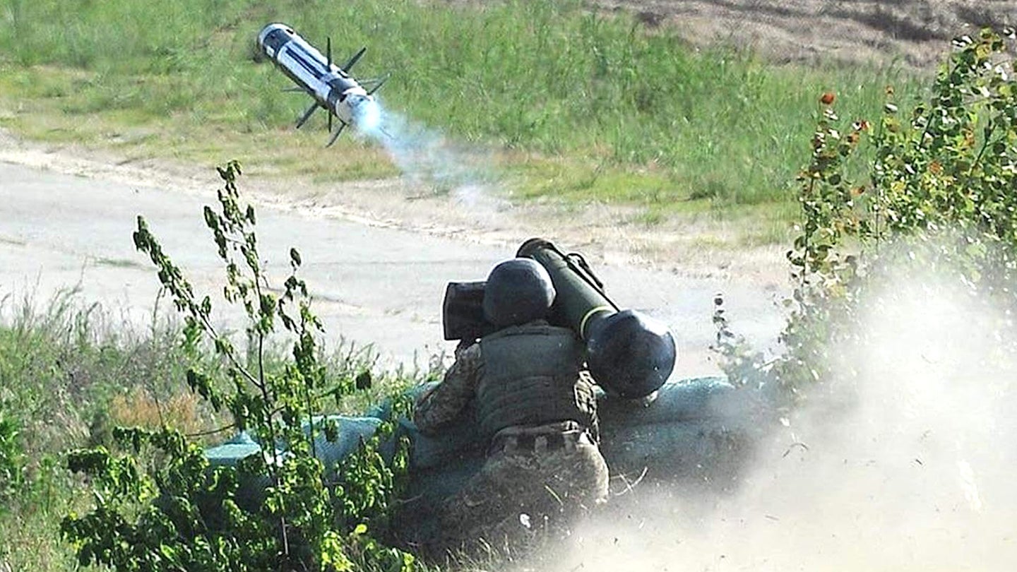 A Ukrainian soldier fires a Javelin anti-tank missile in 2018.
