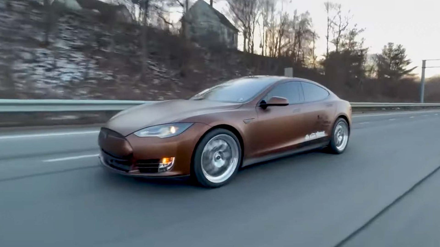World&#8217;s First V8-Swapped Tesla Model S Is Officially on the Road