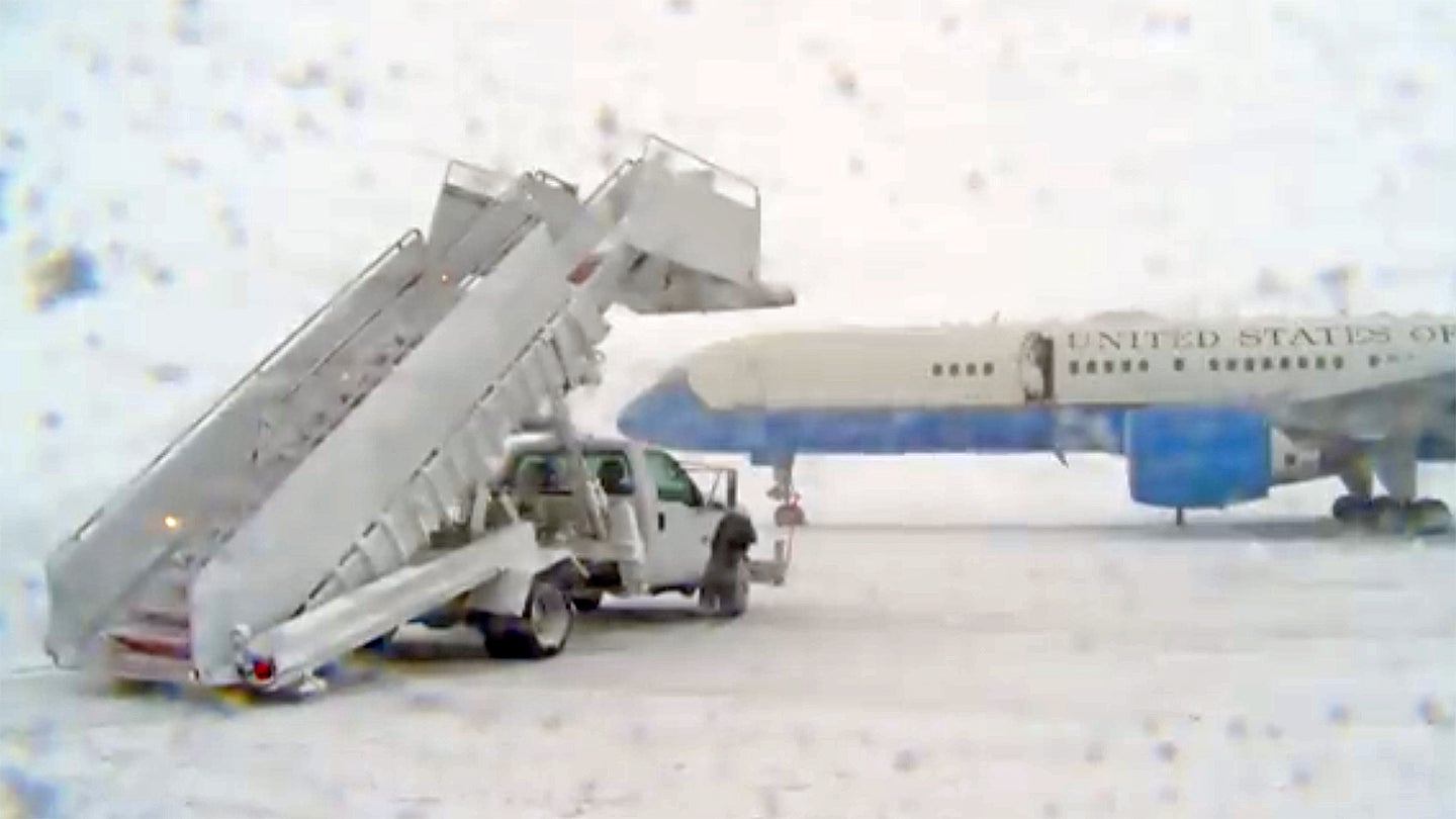 Biden Briefly Stuck On Air Force One After Snow Storm Landing At Andrews AFB (Updated)