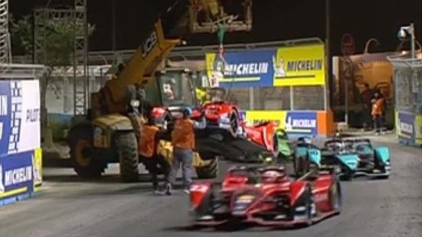 How Formula E Racers Nearly Collided With a Dangling Car On Track This Weekend