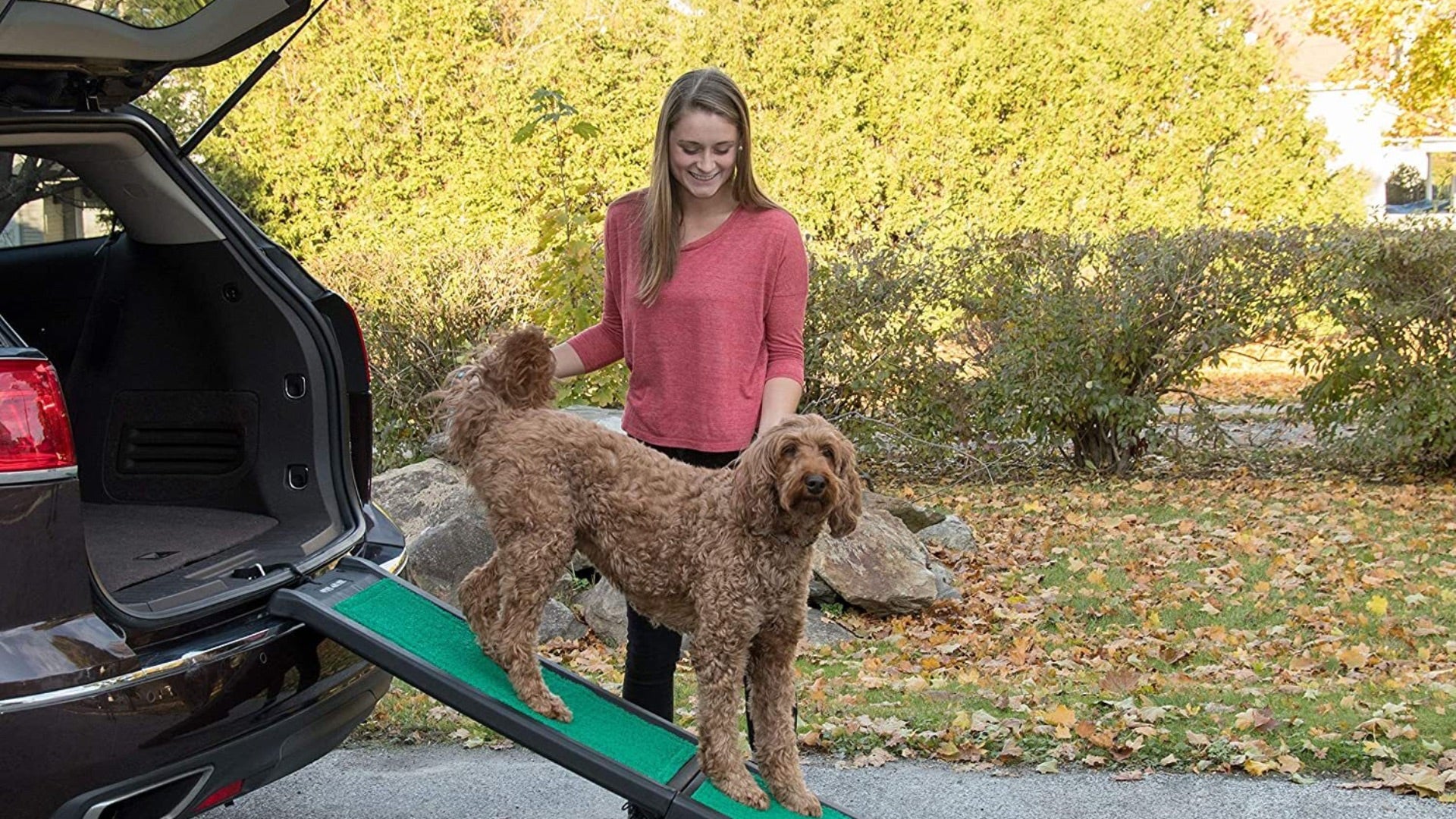 for Trucks 3-layer Foldable Dogs Stairs Pet Ladder Cars E/T Folding Dog Car Ramps Increased Nonslip Surface SUV and High Beds|for Small Medium Large Dog 