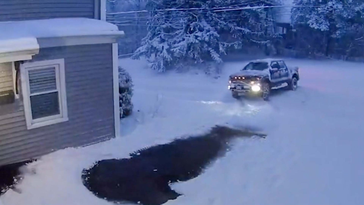 Watch a Ford F-150 Raptor Disappear Because Big Trucks Still Can’t Beat Ice