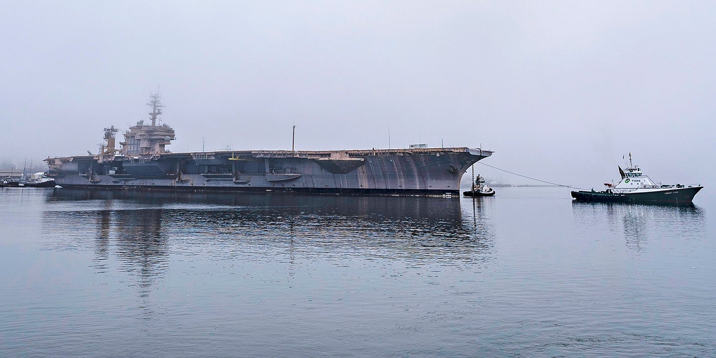 Famed Aircraft Carrier USS Kitty Hawk Is On Her Final Voyage To The Scrapper&#8217;s Torch