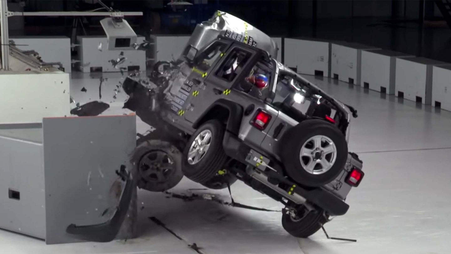 Jeep Says Wrangler Flip in IIHS Crash Test Was &#8216;Anomalous&#8217; After Bronco Performs Better