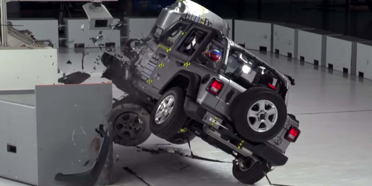 Jeep Says Wrangler Flip in IIHS Crash Test Was ‘Anomalous’ After Bronco Performs Better