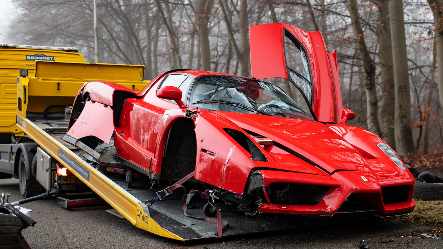 $3M+ Ferrari Enzo Destroyed in Big Crash on Straight Road