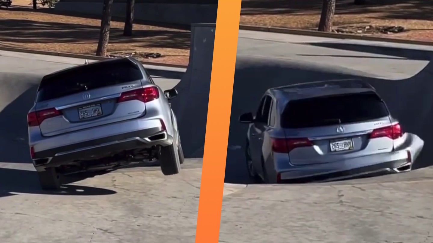 Man Drops His Acura MDX Into a Colorado Skate Park
